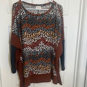 143 Story Women's Multicolor Leopard Print Sweater Medium